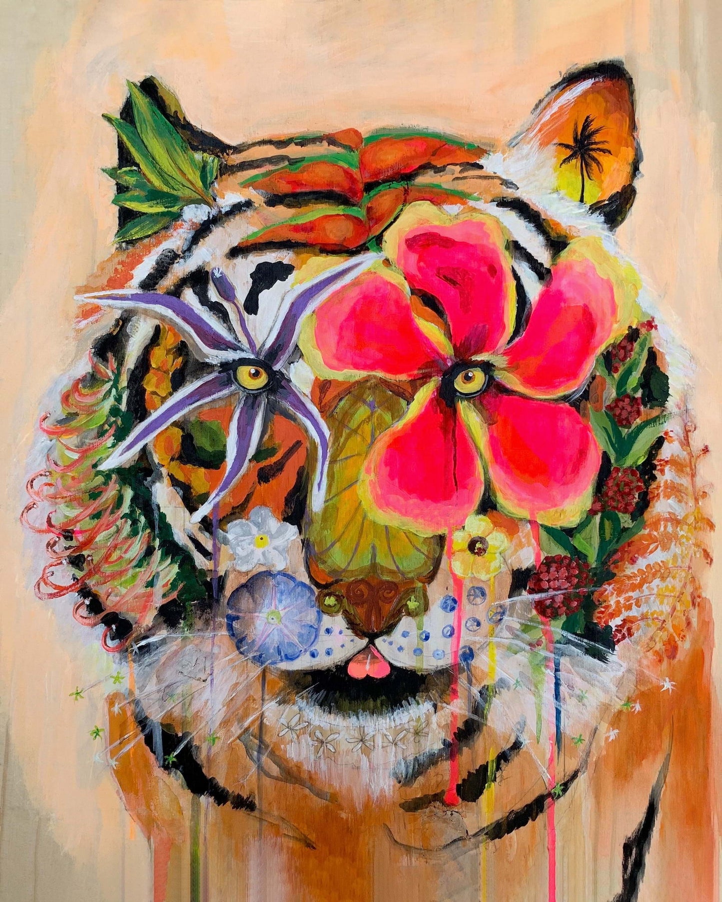 Hawaiian Tiger With Flowers